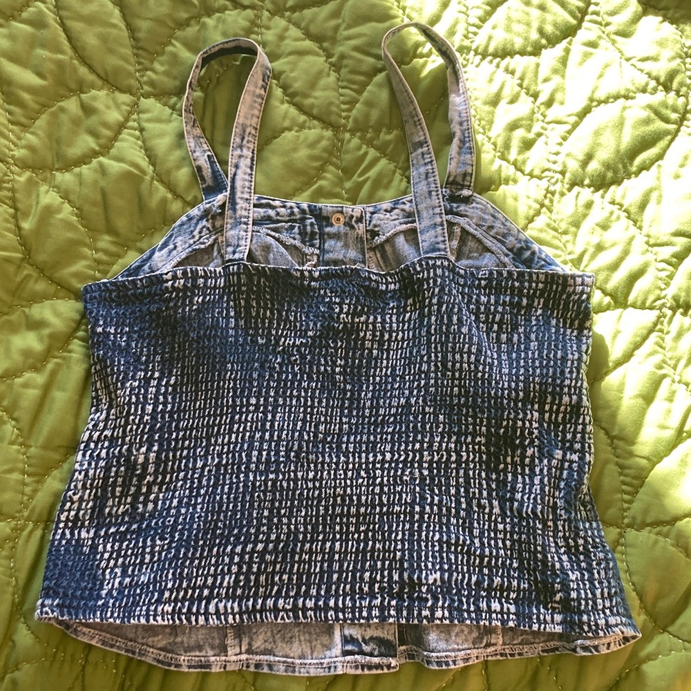 Denim Floral Embroidered Button-Up Top - Picture 7 of 7